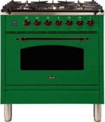 ILVE 30" Nostalgie Series Freestanding Single Oven Dual Fuel Range with 5 Sealed Burners in Emerald Green