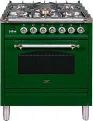 ILVE 30" Nostalgie Series Freestanding Single Oven Dual Fuel Range with 5 Sealed Burners in Emerald Green 