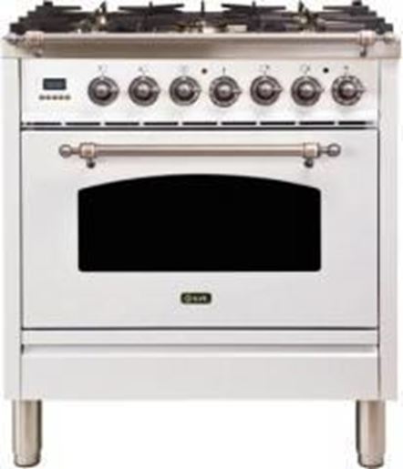 ILVE 30" Nostalgie Series Freestanding Single Oven Dual Fuel Range with 5 Sealed Burners in White 