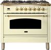 ILVE 36" Nostalgie Series Freestanding Single Oven Dual Fuel Range with 5 Sealed Burners and Griddle in Antique White