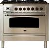 ILVE 36" Nostalgie Series Freestanding Single Oven Dual Fuel Range with 5 Sealed Burners and Griddle in Stainless Steel 