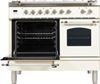 ILVE 40" Nostalgie Series Freestanding Double Oven Dual Fuel Range with 5 Sealed Burners and Griddle in White 