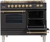 ILVE 40" Nostalgie Series Freestanding Double Oven Dual Fuel Range with 5 Sealed Burners and Griddle in Matte Graphite