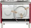 ILVE 40" Nostalgie Series Freestanding Double Oven Dual Fuel Range with 5 Sealed Burners and Griddle in Burgundy 