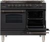 ILVE 40" Nostalgie Series Freestanding Double Oven Dual Fuel Range with 5 Sealed Burners and Griddle in Matte Graphite 