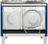 ILVE 40" Nostalgie Series Freestanding Double Oven Dual Fuel Range with 5 Sealed Burners and Griddle in Blue 