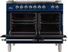 ILVE 40" Nostalgie Series Freestanding Double Oven Dual Fuel Range with 5 Sealed Burners and Griddle in Blue