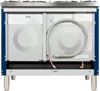 ILVE 40" Nostalgie Series Freestanding Double Oven Dual Fuel Range with 5 Sealed Burners and Griddle in Blue