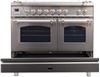 ILVE 40" Nostalgie Series Freestanding Double Oven Dual Fuel Range with 5 Sealed Burners and Griddle in Stainless Steel