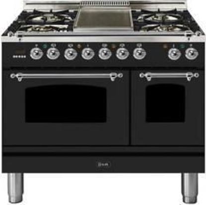 ILVE 40" Nostalgie Series Freestanding Double Oven Dual Fuel Range with 5 Sealed Burners and Griddle in Matte Graphite