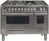 ILVE 48" Professional Plus Series Freestanding Double Oven Dual Fuel Range with 7 Sealed Burners in Stainless Steel 