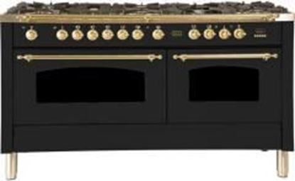 ILVE 60" Nostalgie Series Freestanding Double Oven Dual Fuel Range with 8 Sealed Burners and Griddle in Matte Graphite 