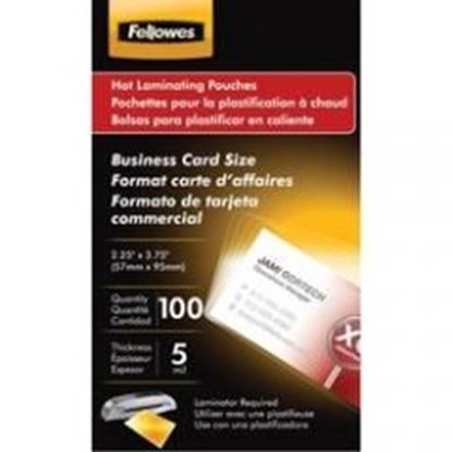 Picture of Fellowes Business Card Laminating Pouches, 100 Pk