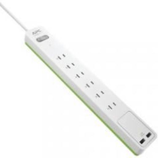 Picture of Apc By Schneider Electric 6-outlet Surgearrest Surge Protector Wall Tap With 2 Usb Ports