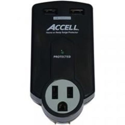 图片 Accell Home Or Away Power Station 3-outlet Travel Surge Protector (black)