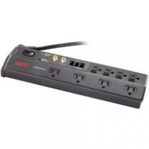 图片 Apc 8-outlet Essential Surgearrest Surge Protector (telephone &amp; Coaxial Protection)