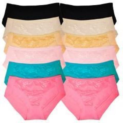 Cotton Mid-Rise Briefs with Floral Lace Overlay Case Pack 144