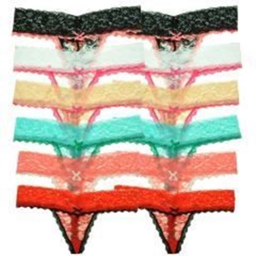 G-String Panties with Contrasting Floral Lace Trims Case Pack 144