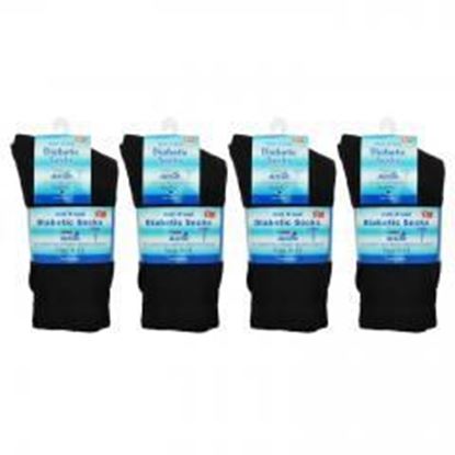 Unisex Cotton Diabetic Crew Socks - Adult L/XL (Black) Case Pack 120