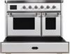 ILVE 40" Majestic II Series Freestanding Electric Double Oven Range with 6 Elements, Triple Glass Cool Door, Convection Oven, TFT Oven Control Display and Child Lock in White