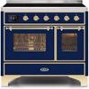 ILVE 40" Majestic II Series Freestanding Electric Double Oven Range with 6 Elements, Triple Glass Cool Door, Convection Oven, TFT Oven Control Display and Child Lock in Midnight Blue