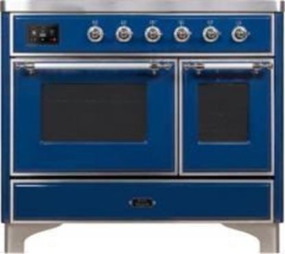 ILVE 40" Majestic II Series Freestanding Electric Double Oven Range with 6 Elements, Triple Glass Cool Door, Convection Oven, TFT Oven Control Display and Child Lock in Midnight Blue