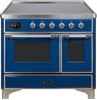 ILVE 40" Majestic II Series Freestanding Electric Double Oven Range with 6 Elements, Triple Glass Cool Door, Convection Oven, TFT Oven Control Display and Child Lock in Midnight Blue