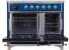 ILVE 40" Majestic II Series Freestanding Electric Double Oven Range with 6 Elements, Triple Glass Cool Door, Convection Oven, TFT Oven Control Display and Child Lock in Midnight Blue