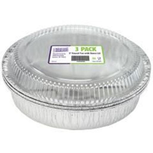 Aluminum 9" Round Pan with Dome Lid 3-Packs - Nicole Home Collection Case Pack 36