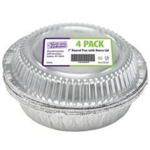 Aluminum 7" Round Pan with Dome Lid 4-Packs - Nicole Home Collection Case Pack 48