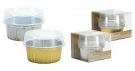 2.5" Aluminum Pans with Lids - Round - Gold - 5-Packs - Hanna K. Signature Elements Case Pack 36