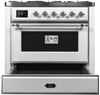 ILVE 36" Majestic II Series Freestanding Dual Fuel Single Oven Range with 6 Sealed Burners, Triple Glass Cool Door, Convection Oven, TFT Oven Control Display, Child Lock and Griddle in White