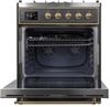 ILVE 30" Majestic II Series Freestanding Dual Fuel Single Oven Range with 5 Sealed Burners, Triple Glass Cool Door, Convection Oven, TFT Oven Control Display and Child Lock in Matte Graphite