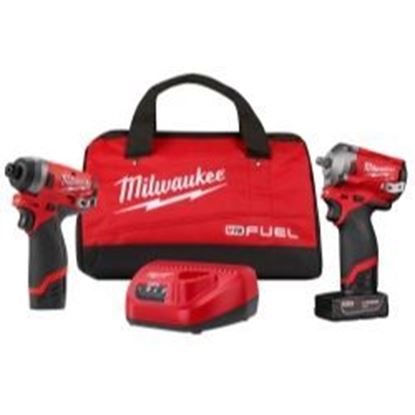 Milwaukee Electric Tools Milwaukee 2-Piece M12 FUEL 3/8 Stubby Impact and 1/4 Hex Impact w/ (2) Batteries Kit