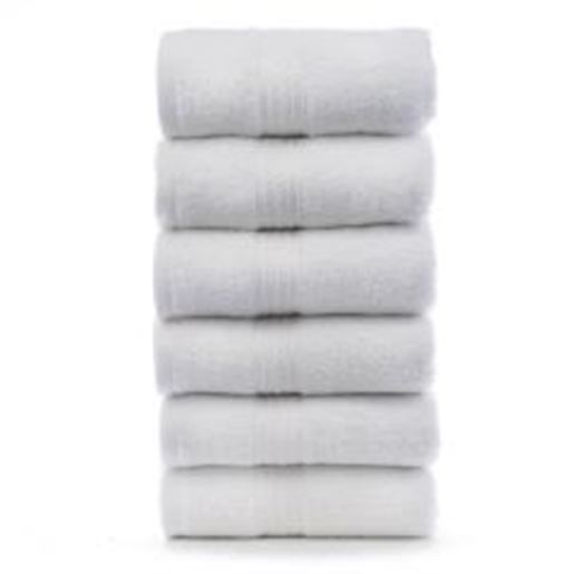 Picture of Eco Cotton Hand Towels - White - Dobby Border - Set of 6