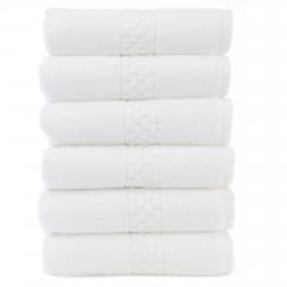 Picture of Bare Cotton -Luxury Hotel Collection-100% pure cotton - Checkered Pattern- Hand Towel set of 6 - White