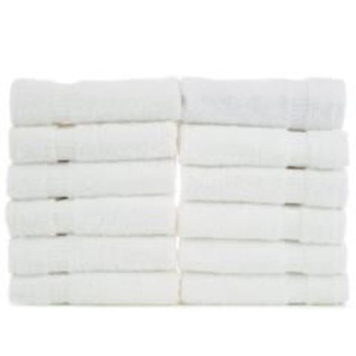 Picture of Luxury Hotel & Spa Towel 100% Genuine Turkish Cotton Washcloths - White - Dobby Border  - Set of 12