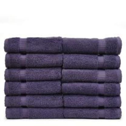 Picture of Luxury Hotel & Spa Towel 100% Genuine Turkish Cotton Washcloths - Plum - Dobby Border  - Set of 12