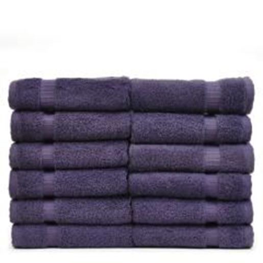 Picture of Luxury Hotel & Spa Towel 100% Genuine Turkish Cotton Washcloths - Plum - Dobby Border  - Set of 12