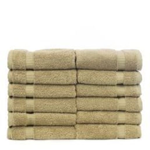 Picture of Luxury Hotel & Spa Towel 100% Genuine Turkish Cotton Washcloths - Drift Wood - Dobby Border  - Set of 12