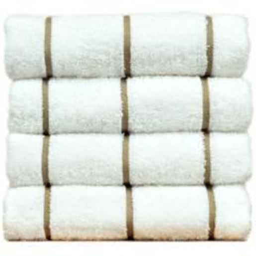 Picture of Luxury Hotel & Spa Towel 100% Genuine Turkish Cotton Pool Beach Towels - Coffe Brown - Stripe  - Set of 2