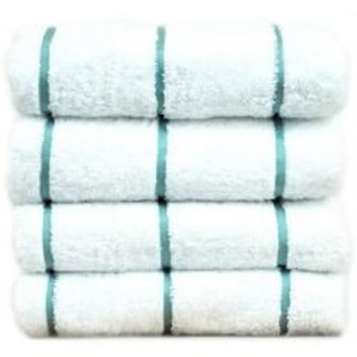 Picture of Luxury Hotel & Spa Towel 100% Genuine Turkish Cotton Pool Beach Towels - Sea Green - Stripe  - Set of 2