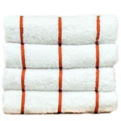 Picture of Luxury Hotel & Spa Towel 100% Genuine Turkish Cotton Pool Beach Towels - Brick Red - Stripe  - Set of 2