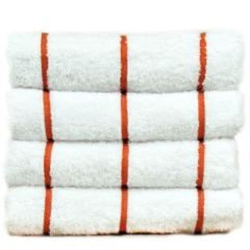 Foto de Luxury Hotel & Spa Towel 100% Genuine Turkish Cotton Pool Beach Towels - Brick Red - Stripe  - Set of 2