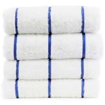 Picture of Luxury Hotel & Spa Towel 100% Genuine Turkish Cotton Pool Beach Towels - Royal Blue - Stripe  - Set of 2