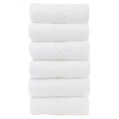 Picture of Luxury Hotel & Spa Towel 100% Genuine Turkish Cotton Hand Towels - White - Checkered  - Set of 6