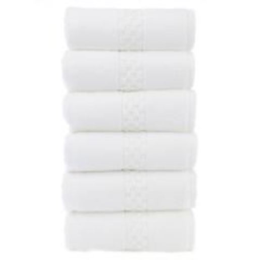 Picture of Luxury Hotel & Spa Towel 100% Genuine Turkish Cotton Hand Towels - White - Checkered  - Set of 6