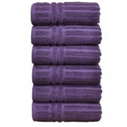 Picture of Luxury Hotel & Spa Towel Turkish Cotton Hand Towels - Plum - Striped - Set of 6