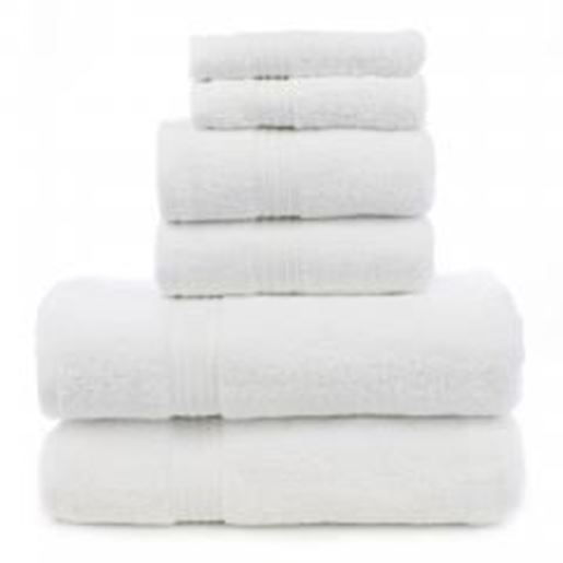 Picture of Eco Cotton Six Piece Towel Set - White - Dobby Border - Set of 6