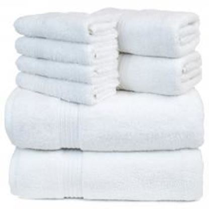 Picture of Eco Cotton Eight Piece Towel Set - White - Dobby Border - Set of 8